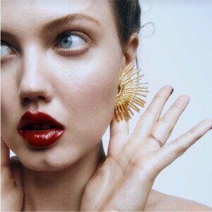 New! Zara Golden Ray Statement Earrings NWOT